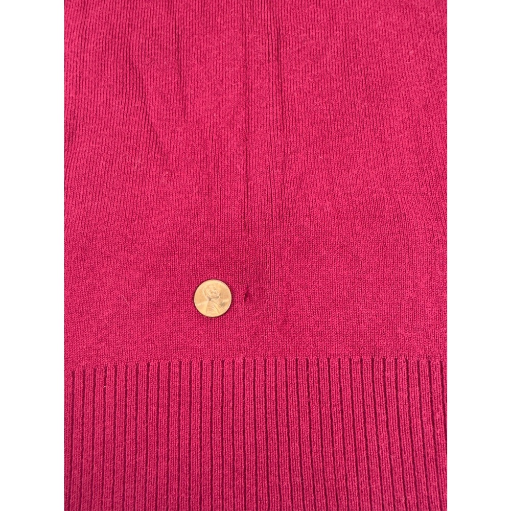 Express V-Neck Sweater Womens Y2K Medium Berry Red Slim Fit Ribbed Knit - Picture 7 of 9